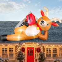 HKM-745747 7FT Inflatable Christmas Octopus with Rotating LED Light for Yard and Indoor Holiday Decor