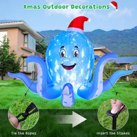 HKM-745747 7FT Inflatable Christmas Octopus with Rotating LED Light for Yard and Indoor Holiday Decor