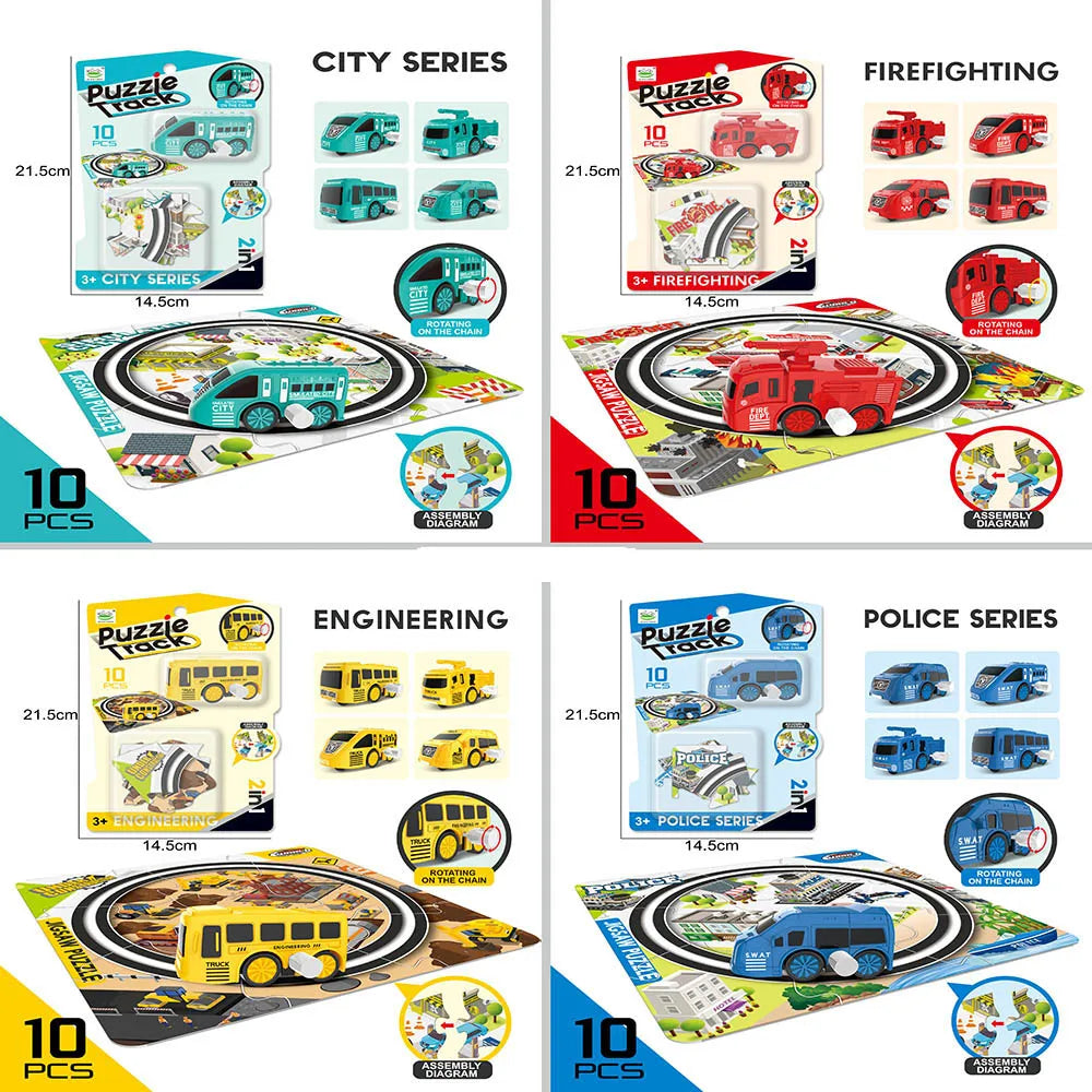HKM-745811 Clockwork Car DIY Puzzle Track Toy Set for Kids Ages 2-7, Educational Assembly Game