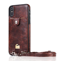 HKM-745811 Slim Leather Lanyard Card Sleeve Case for Smartphones in Multiple Colors
