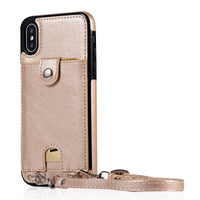 HKM-745811 Slim Leather Lanyard Card Sleeve Case for Smartphones in Multiple Colors