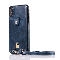 HKM-745811 Slim Leather Lanyard Card Sleeve Case for Smartphones in Multiple Colors