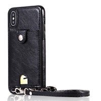 HKM-745811 Slim Leather Lanyard Card Sleeve Case for Smartphones in Multiple Colors
