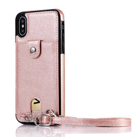 HKM-745811 Slim Leather Lanyard Card Sleeve Case for Smartphones in Multiple Colors