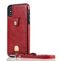 HKM-745811 Slim Leather Lanyard Card Sleeve Case for Smartphones in Multiple Colors