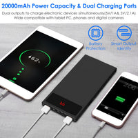 HKM-745939 20000mAh Dual USB Power Bank with LED Display and Emergency Flashlight, Ultra-Thin Design