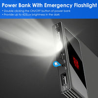 HKM-745939 20000mAh Dual USB Power Bank with LED Display and Emergency Flashlight, Ultra-Thin Design
