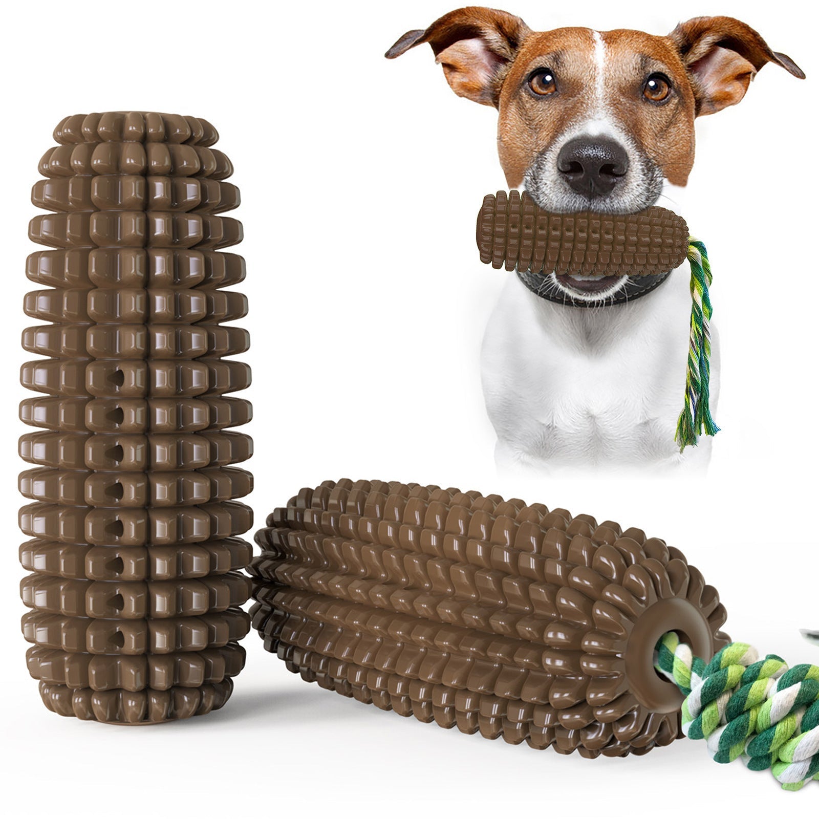 HKM-746003 Dog Toy Corn Molar Stick with Suction Cup and Sound Feature for Dental Health
