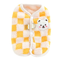 HKM-746131 Cozy Velvet Thermal Vest for Dogs in Checkerboard Pattern - Blue, Yellow, Brown, Sizes S-XXL