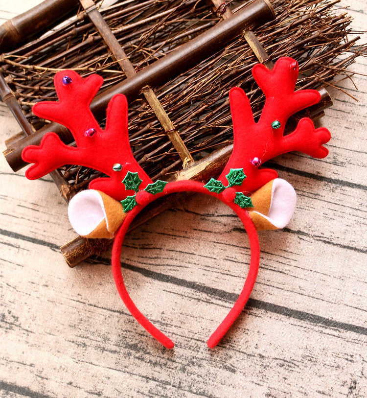 HKM-746323 Christmas Antler Headband for Kids and Adults, Cloth Material, Handmade Design, 25x25cm