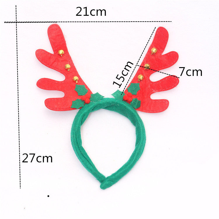 HKM-746323 Christmas Antler Headband for Kids and Adults, Cloth Material, Handmade Design, 25x25cm