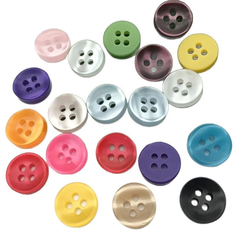 KTX-746387 Colorful Pearlescent Children's Shirt Buttons - 1.1cm Concave Design, 150 pcs