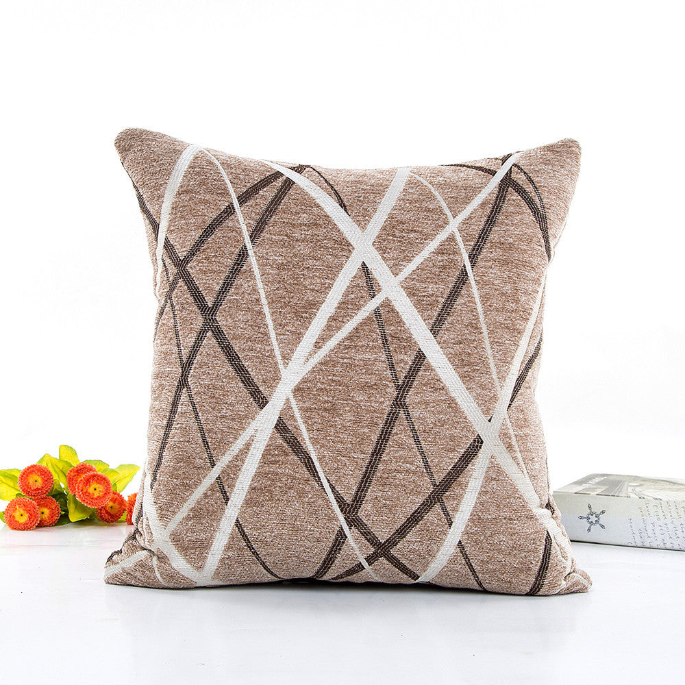 KTX-746387 Modern Striped Chenille Cushion Cover 45x45cm with Zipper Closure