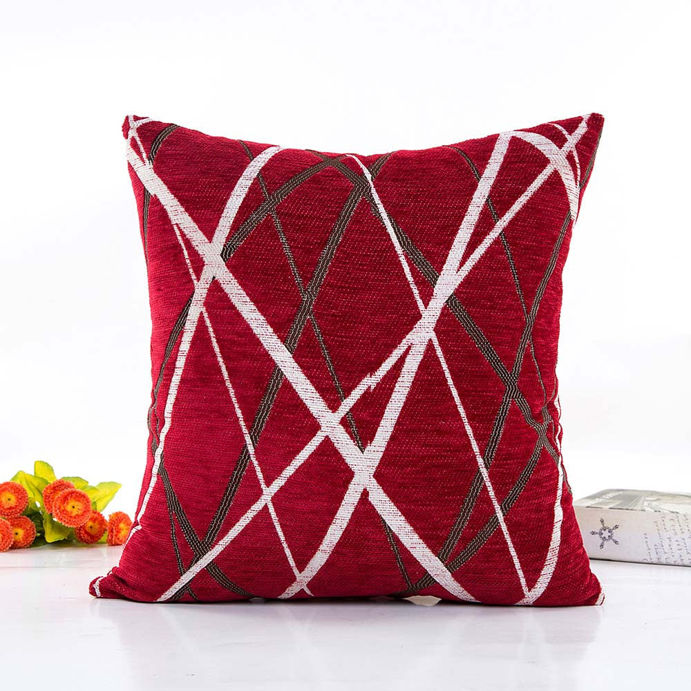 KTX-746387 Modern Striped Chenille Cushion Cover 45x45cm with Zipper Closure