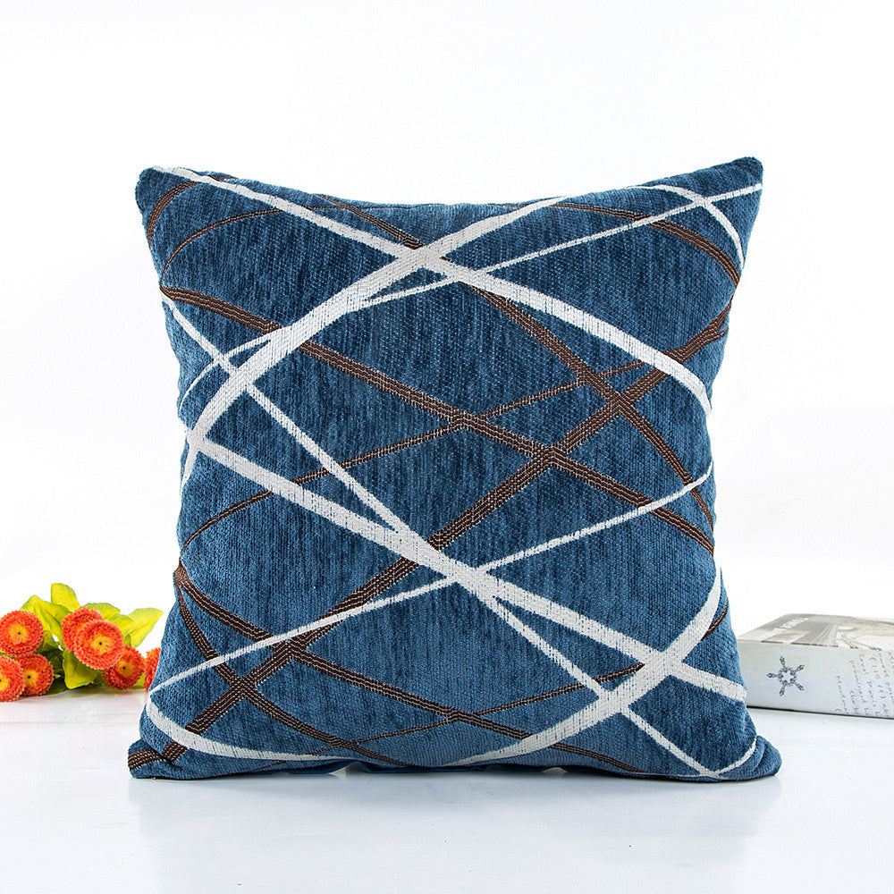KTX-746387 Modern Striped Chenille Cushion Cover 45x45cm with Zipper Closure