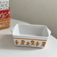 HKM-746515 Gingerbread Man Ceramic Baking Tray - Festive Tableware for Holiday Baking