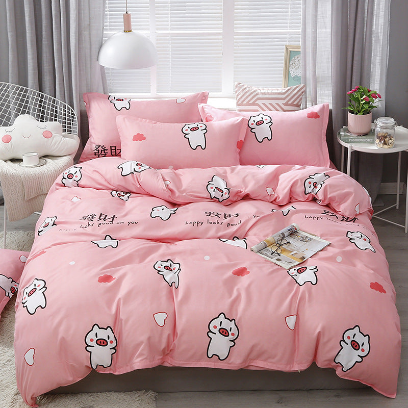 HKM-746707 Three-Piece Cotton Bedding Set for Students - Durable Quilt Cover and Sheet Set