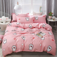 HKM-746707 Three-Piece Cotton Bedding Set for Students - Durable Quilt Cover and Sheet Set