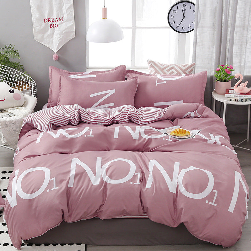 HKM-746707 Three-Piece Cotton Bedding Set for Students - Durable Quilt Cover and Sheet Set