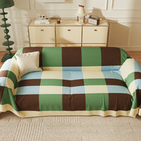 HKM-746707 Universal Houndstooth Sofa Cover - Modern Imitation Linen Dust Protection for All Seasons