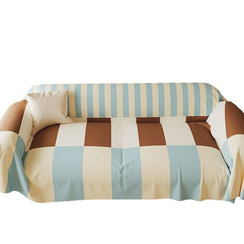 HKM-746707 Universal Houndstooth Sofa Cover - Modern Imitation Linen Dust Protection for All Seasons