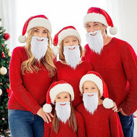 HKM-746835 Santa Claus Handlebar Mustache White Fake Beard for All Ages