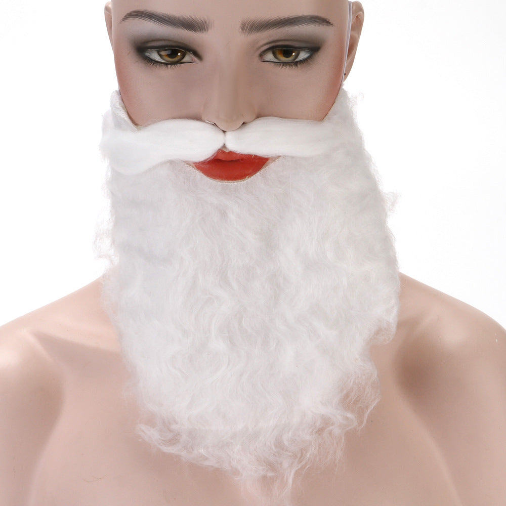 HKM-746835 Santa Claus Handlebar Mustache White Fake Beard for All Ages