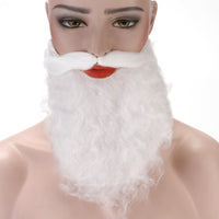 HKM-746835 Santa Claus Handlebar Mustache White Fake Beard for All Ages