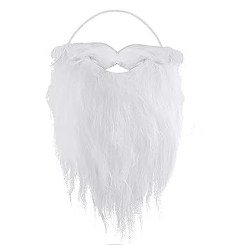 HKM-746835 Santa Claus Handlebar Mustache White Fake Beard for All Ages