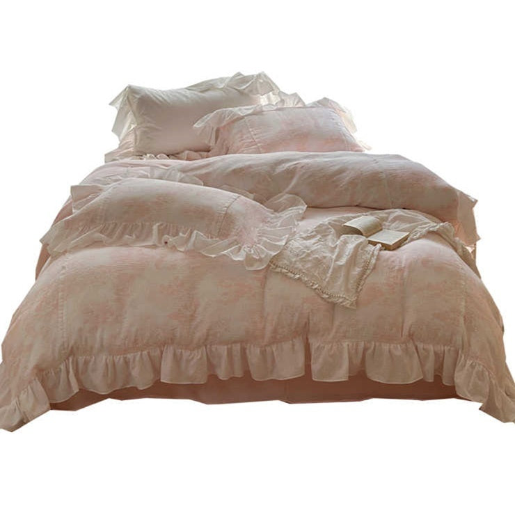 HKM-747027 Gentle Crinkled Cotton Four-Piece Duvet Set for 1.5m, 1.8m, and 2.0m Beds
