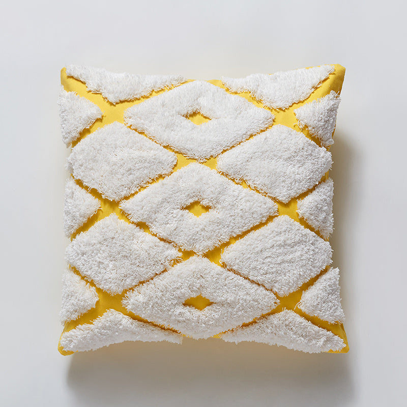 HKM-747091 Bohemian Handmade Tufted Cotton Pillowcase - 45x45 cm, Cushion Cover Only