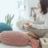 HKM-747155 Handmade Solid Color Wool Sofa Cushion with Acrylic Fabric