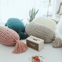 HKM-747155 Handmade Solid Color Wool Sofa Cushion with Acrylic Fabric