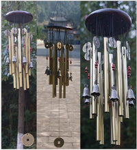 HKM-747411 Bronze Multi-Tube Wind Chimes with Solid Wood Accent - 80-85 CM