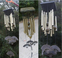 HKM-747411 Bronze Multi-Tube Wind Chimes with Solid Wood Accent - 80-85 CM