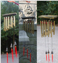 HKM-747411 Bronze Multi-Tube Wind Chimes with Solid Wood Accent - 80-85 CM