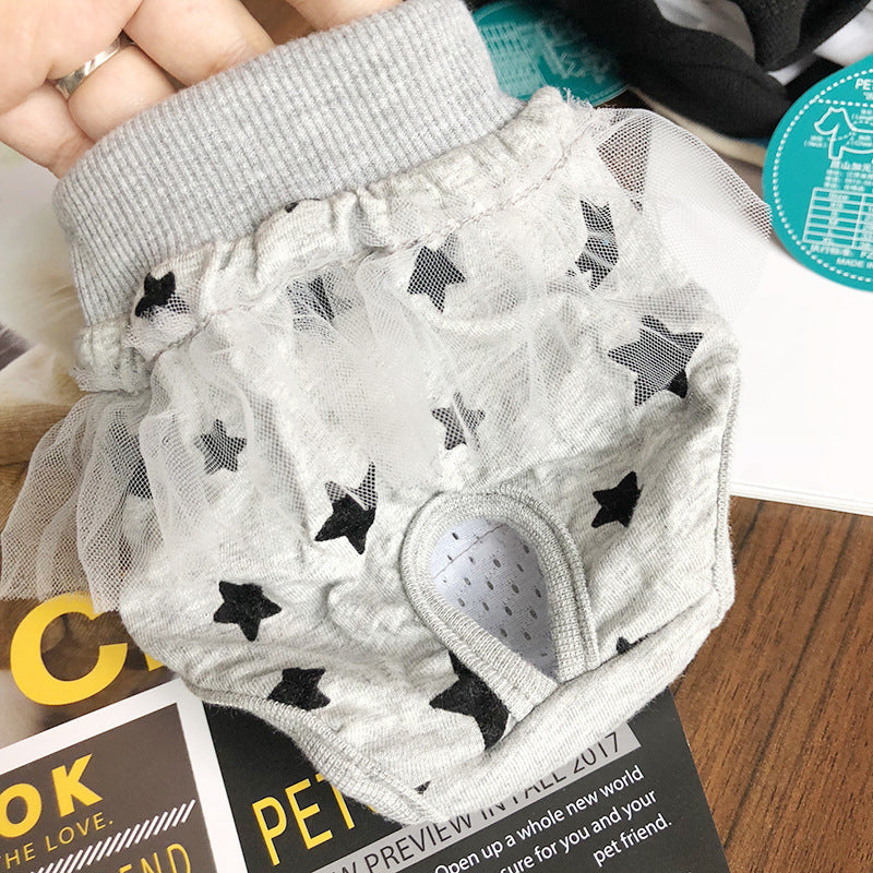 HKM-747539 Cute Princess Design Physiological Pants for Dogs - Available in Yellow and Gray, Sizes XS-XL