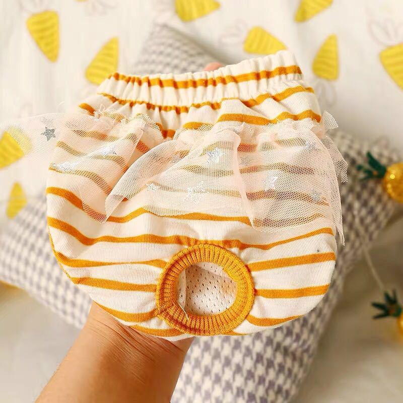 HKM-747539 Cute Princess Design Physiological Pants for Dogs - Available in Yellow and Gray, Sizes XS-XL