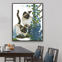 HKM-747539 Two Kittens Cross Stitch Kit - 11CT & 14CT Embroidery Cloth, Thread, Needle Included, Sizes 35X41 cm & 28X32 cm