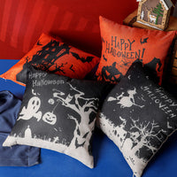 HKM-747667 Halloween-Themed Linen Plush Square Pillowcase - 43x43cm in Various Styles