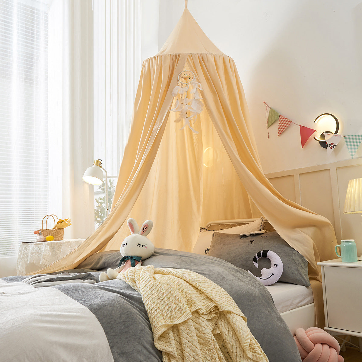HKM-747667 Hanging Dome Mosquito Net for Baby Cot - Easy Installation, High-Density Polyester Fabric