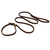 HKM-747667 Leather Hand-Holding Training Leash for Pets - Dark Brown & Black Options