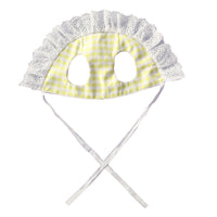 HKM-747859 Lace Faux Paw Corgi Teddy Sun Hat with Checkered Bib and Bow Tie Options