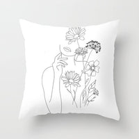HKM-747987 Black and White Geometric Minimal-Line Pillowcase 45x45cm