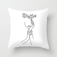 HKM-747987 Black and White Geometric Minimal-Line Pillowcase 45x45cm