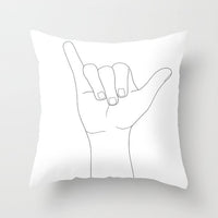 HKM-747987 Black and White Geometric Minimal-Line Pillowcase 45x45cm