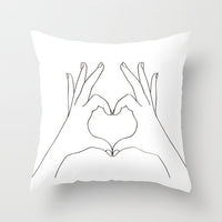 HKM-747987 Black and White Geometric Minimal-Line Pillowcase 45x45cm