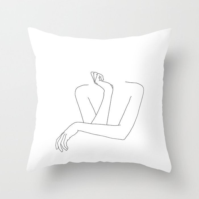 HKM-747987 Black and White Geometric Minimal-Line Pillowcase 45x45cm