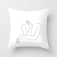 HKM-747987 Black and White Geometric Minimal-Line Pillowcase 45x45cm