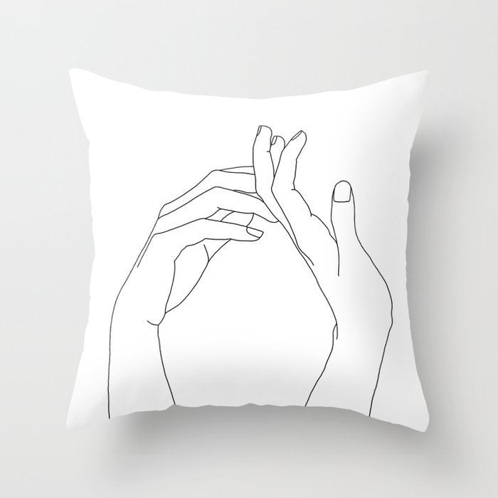 HKM-747987 Black and White Geometric Minimal-Line Pillowcase 45x45cm